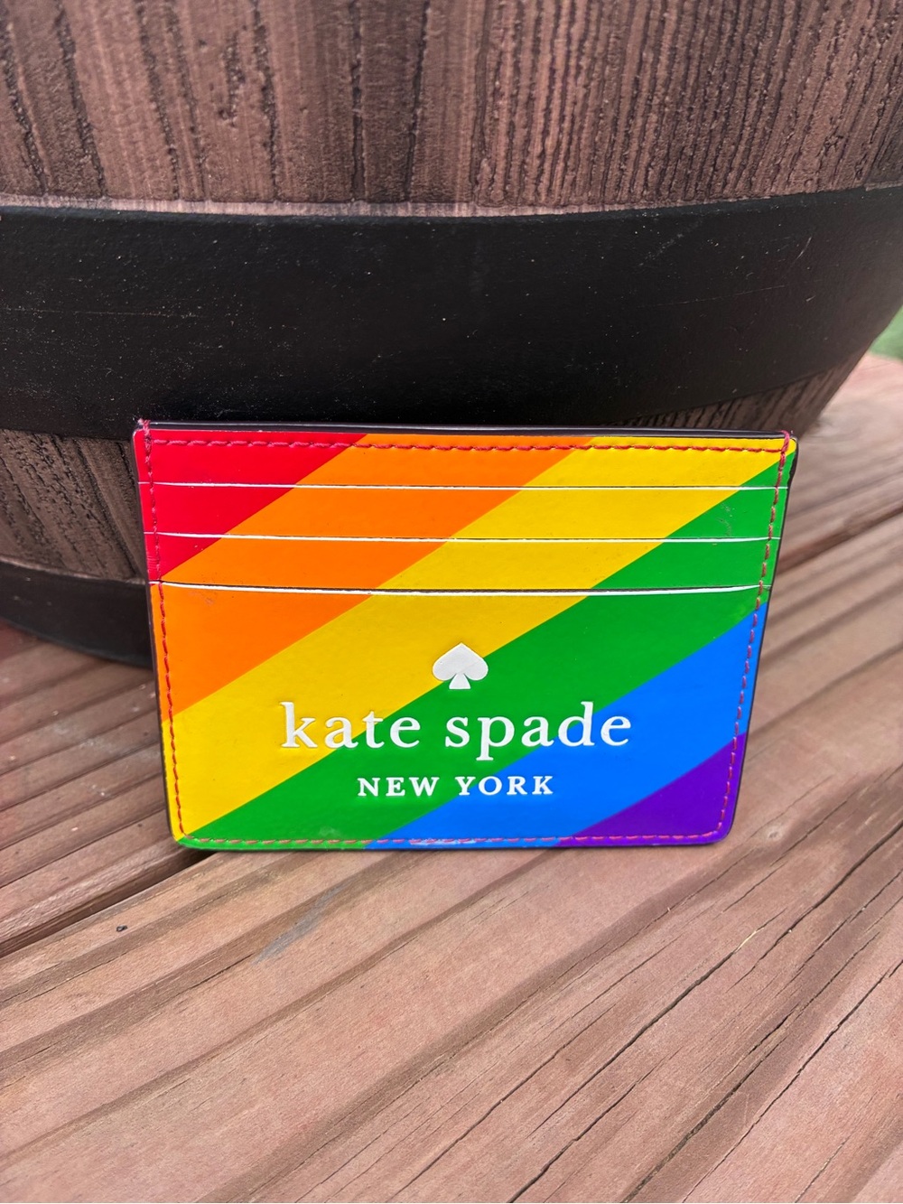 kate spade Rainbow Pride Diagonal Stripe Card Holder - Multicolor